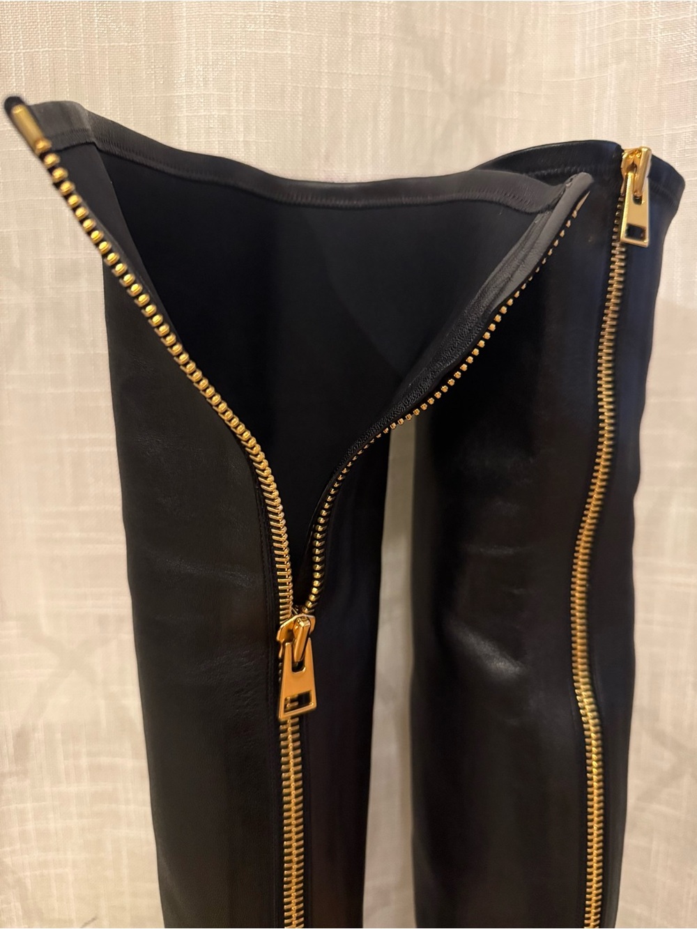 Tom Ford Black Over-the-Knee Boots with Gold Rear Zipper - Picture 11 of 14